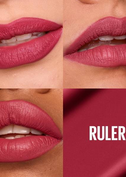 Collage von drei geöffneten Lippen unterschiedlicher Hauttöne geschminkt mit dem Super Stay Matt Ink in Ruler  