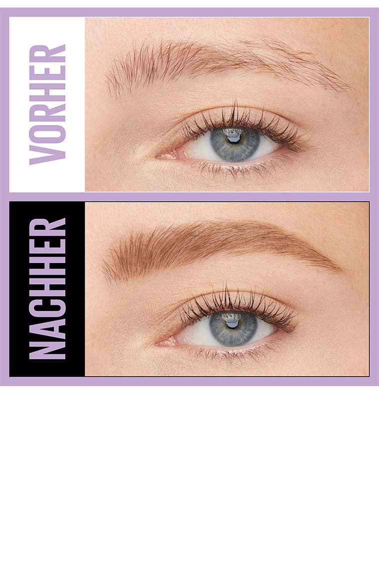 Vorher/Nachher Abbildung des Express Brow Shaping Pencil Augenbrauenstift in Shade Blonde von Maybelline