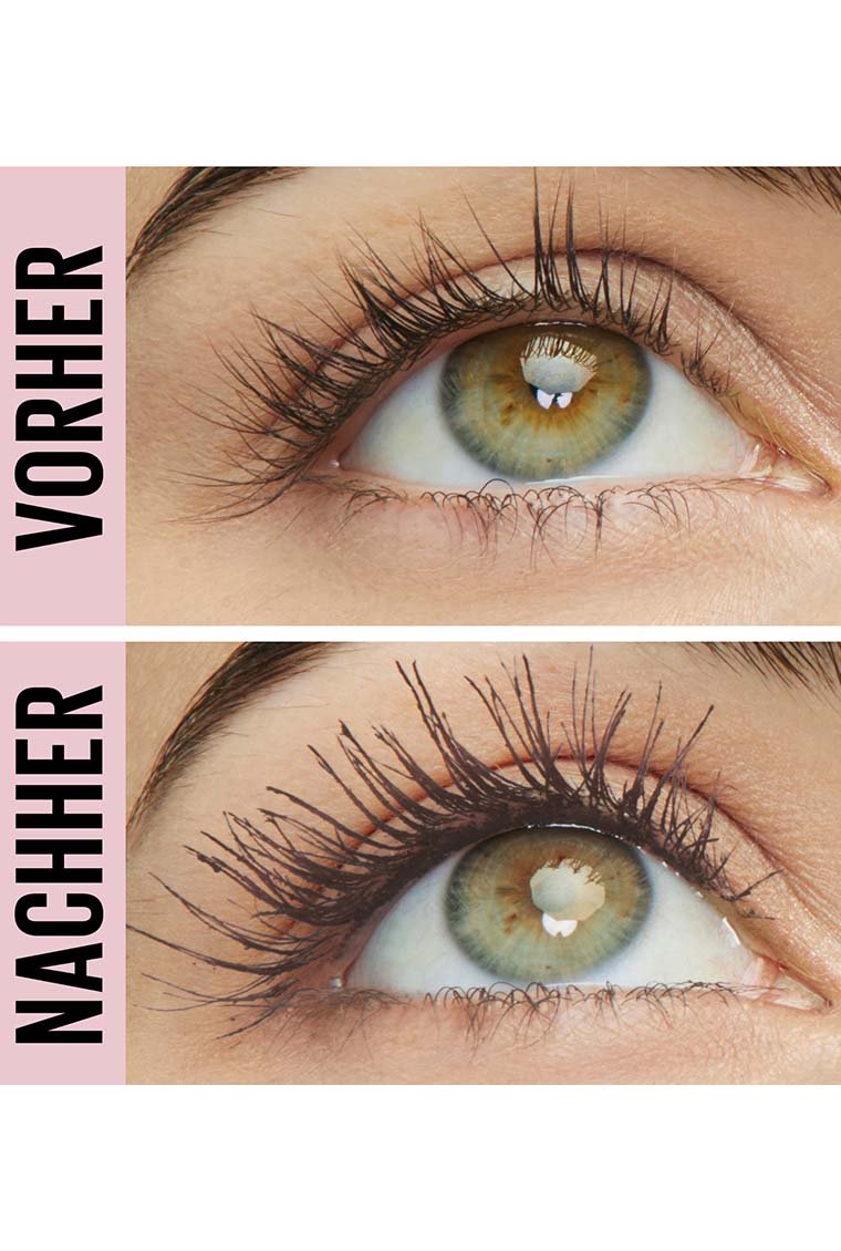 Vorher/Nachher Abbildung der Lash Sensational Sky High in Brown von Maybelline New York