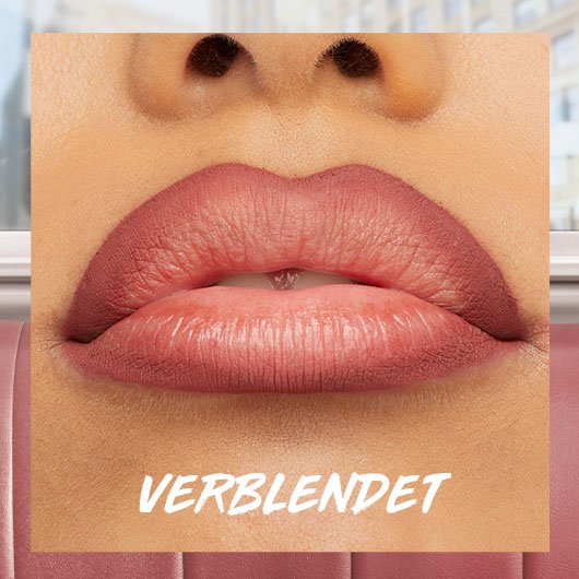 Lippen, deren Kontur mit dem Lifter Liner sanft verblendet wurde mit Schriftzug darunter „Verblendet“